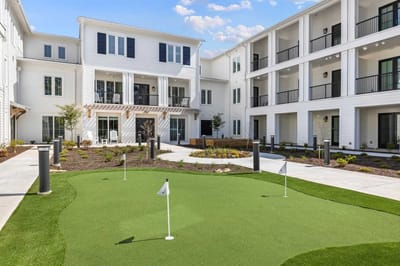 Putting green in a beautifully landscaped courtyard