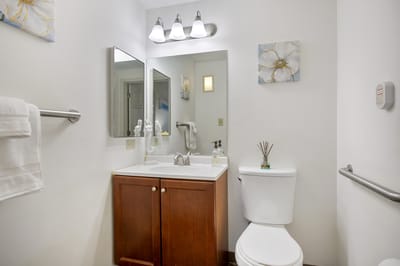 Clean and bright bathroom with modern fixtures