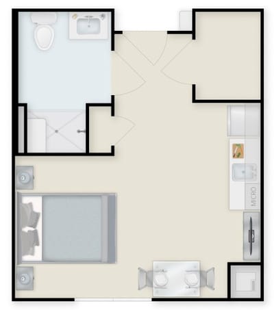 Floor plan of a resident room layout