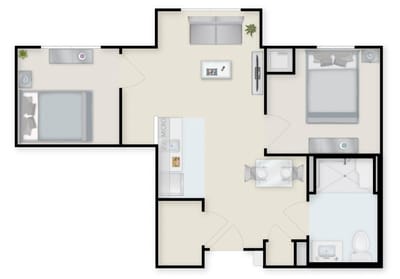 Architectural floor plan of a resident unit