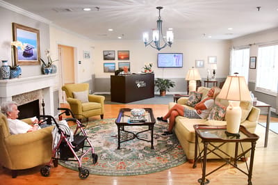 Residents relaxing in a welcoming common area
