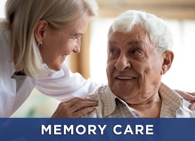 Caregiver interacting with a senior man