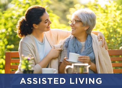 Caregiver and resident enjoying time outdoors