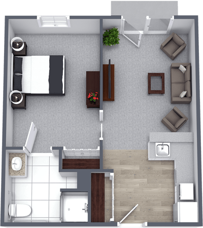 Architectural floor plan of a living unit
