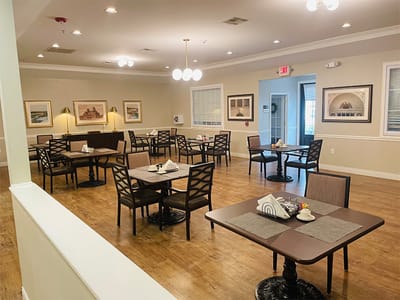 Dining area with tables set for meals