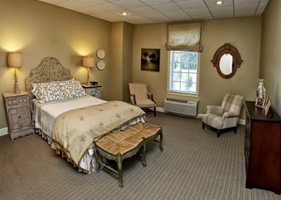 Cozy interior of a resident's room with warm lighting