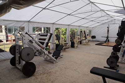 Interior view of a gym with fitness equipment