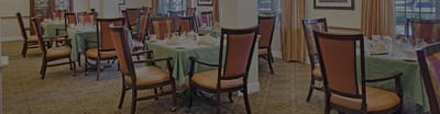 Dining area with tables set for a meal