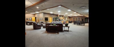 Interior view of a common area with seating