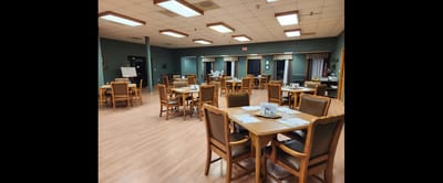 Interior dining area with tables and chairs