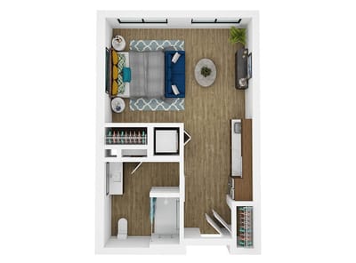 Architectural floor plan layout of a resident unit