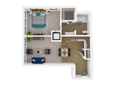 Architectural floor plan of a resident unit