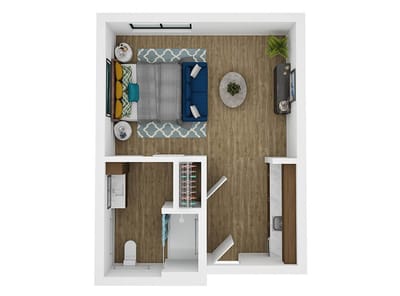 Top view of a well-designed resident suite layout