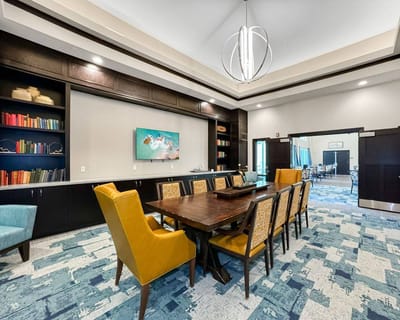 Interior dining area with wooden table and chairs
