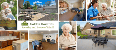 Logo of Golden Horizons with a welcoming image