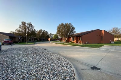 View of a senior living community with residential buildings