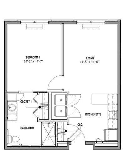 Architectural floor plan of a living space