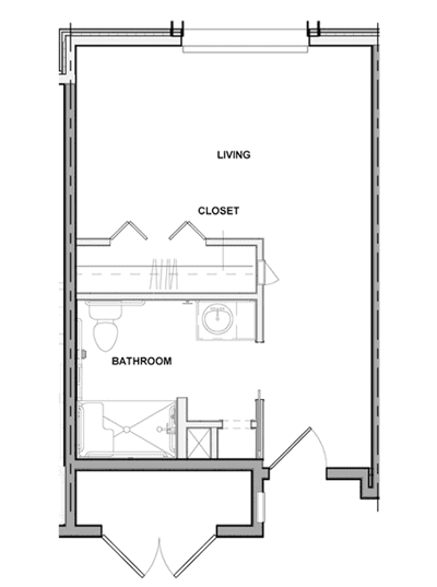 Architectural floor plan of a living space