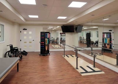 Interior of a therapy room with equipment