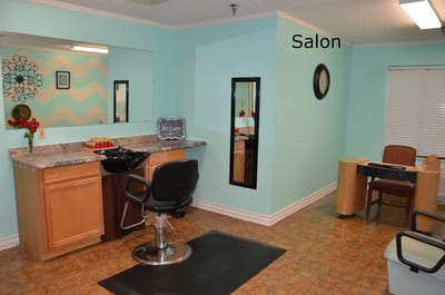Interior view of a salon in a senior care facility
