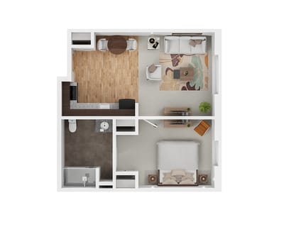 Floor plan of a private resident room