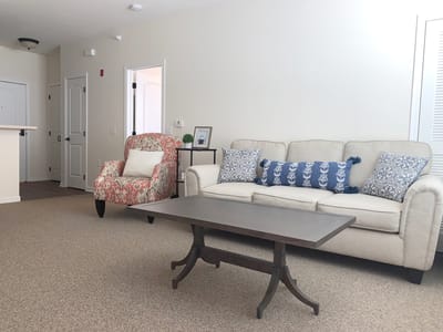 Bright and cozy interior living room space