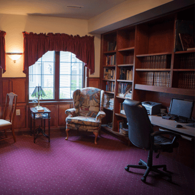 Comfortable reading nook in a library