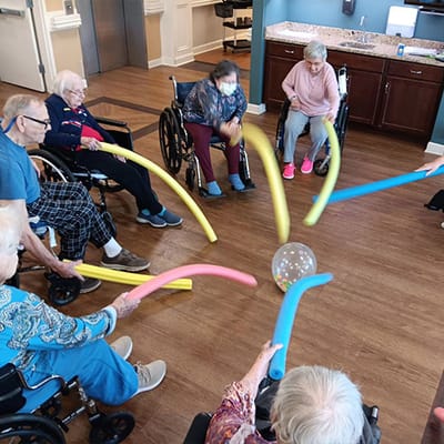 Residents participating in an engaging group activity
