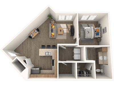 Architectural floor plan of a resident unit