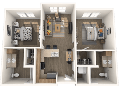 Architectural floor plan of a resident unit