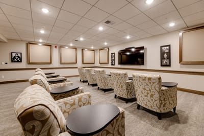Comfortable lounge area with TV and seating