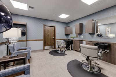 Interior view of a salon area in the facility