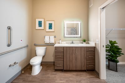 Accessible bathroom in a resident room