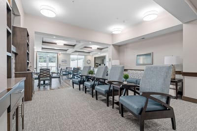 Bright common area with comfortable seating
