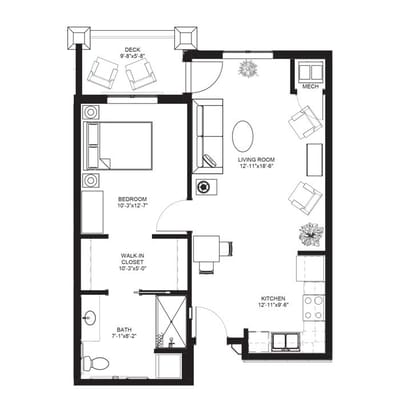 Architectural floor plan of a residential unit