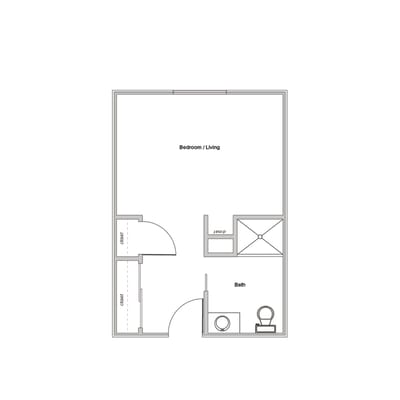 Architectural floor plan of a resident unit