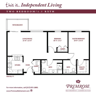 Architectural floor plan for two-bedroom unit