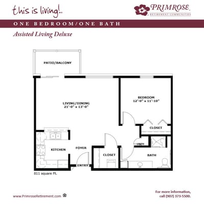 Floor plan of an assisted living deluxe unit