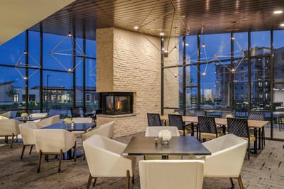 Modern interior dining area with elegant seating