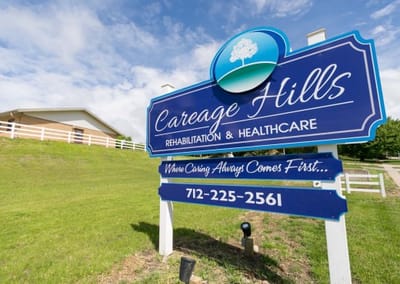 Sign for Careage Hills Rehabilitation and Healthcare facility
