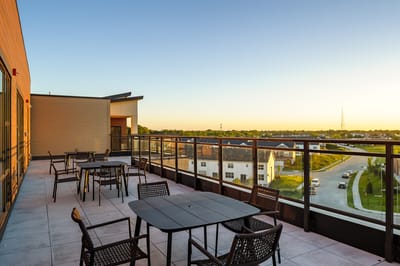 Outdoor terrace with seating and views