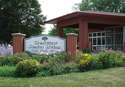 Signage for Crestview Senior Living at the entrance