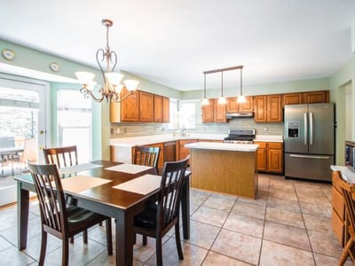 Interior view of a bright kitchen area