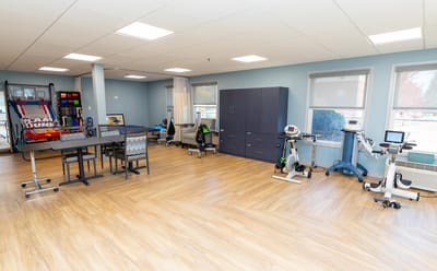 Interior view of a well-equipped activity room