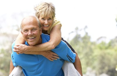 Happy senior couple enjoying outdoor time together