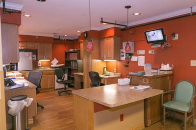 Interior view of a nursing facility office area