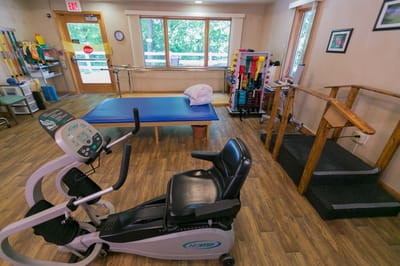 Rehabilitation therapy room with exercise equipment