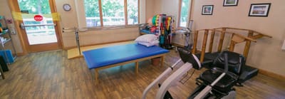 Rehabilitation equipment in a therapy room