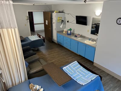 View of a shared resident room with two beds