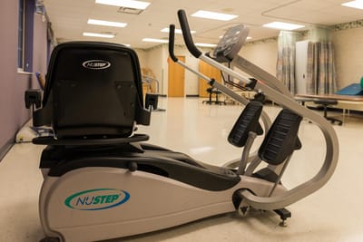 Exercise equipment located in a therapy room.